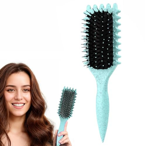 Maxmana Secret Lockendefinierende Bürste, Stylingbürste zum Entwirren, Kämmen, Formen und Definieren von Locken, für Frauen und Männer, weniger Ziehen, reduziert Ziehen und Locken Trennung (grün)