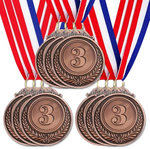 Santme 9 Stück Metall Medaillen, Bronze Medaillen Auszeichnung Gewinner Medaillen für Kinder Sieger Wettbewerbe Party Dekorationen Olympischer Stil mit Halsbändern