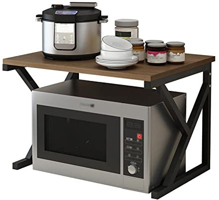 Organizer da scrivania per stampante, forno a microonde, ripiano per spezie, per ufficio, soggiorno, cucina, piccola libreria, nero (L54 × P35 × H34,5 cm)