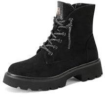 QUEEN HELENA Anfibi Stivaletti Bassi Lacci con Strass Scarponcini Donna X31-54 (Nero Camoscio, Sistema Taglie Calzature EU, Adulto, Donna, Numero, Media, 37)