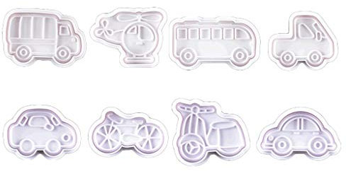 8 Stück Auto Muster Backform Küche Keks Ausstecher Gebäck Plunger 3D Kuchen Dekorieren