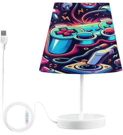 Mnsruu Bright Pattern with Joystick Table lamp for Bedroom, 3 Colors Nightstand Light Lamp with LED Bulb Bedside Lamps for Living Room Desk, S