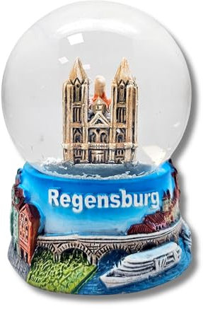 Mini Schneekugel Regensburg Dom St. Peter | Donauufer, Arnufplatz | Deutschland Reiseandenken | B: 45mm H: 65 mm | Schüttelkugel | 30079