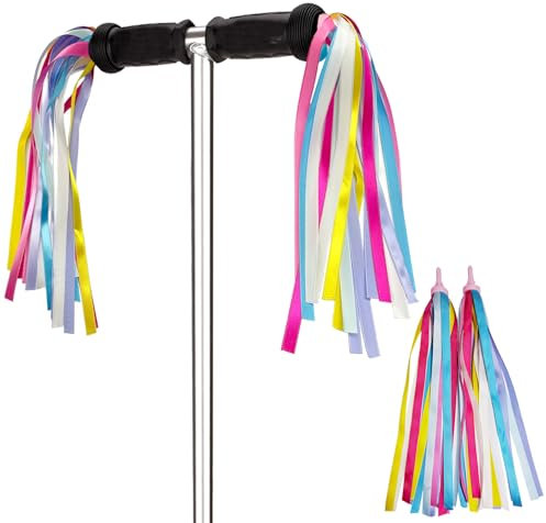 Pompons de vélo pour filles, serpentins de vélo pour enfants Pompons de vélo pour filles, garçons, accessoires de vélo pour filles, rubans de trottinette pour poignée de vélo et de trottinette