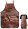 AZIDWERYQ Delantal de cuero con bolsillos y correas de espalda cruzada, delantal de chef impermeable para hombres, delantal resistente al calor y manchas ajustables para la cocina BBQ Barber