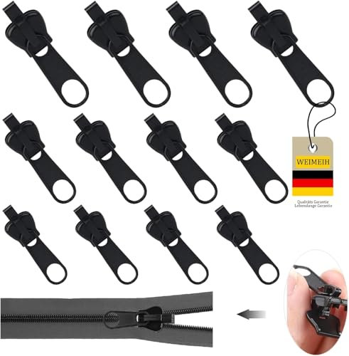 Reisverschluss-reparaturset, WEIMEIH 12 Stück Fix-reißverschluss Zipper, Reisverschluss-zipper Ersatz, Universal Reißverschluss Reparatur Set für Kleidung, Rucksack, Gepäck, Schlafsack