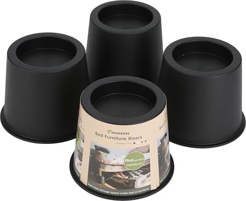 OXENDURE Lot de 4 rehausseurs de meubles pour lit, canapé et table, 10,2 cm de hauteur, très résistants avec base antidérapante
