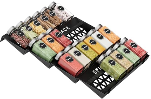 ZDDLOINP Spice Drawer Organizer, 4 Tier Metal Spice Rack Organiser, Width 32CM Seasoning Organizer, Spice Rack for Inside Drawer (Jars Not Included)