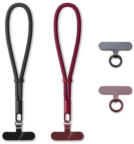 MORSUNBELA Cordon telephone portable dragonne telephone portable, Chaîne de téléphone, universel lanière téléphone, anti-perte bracelet, Cordon court (noir + rouge)