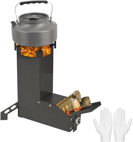 Leña Estufa Portátil Exterior Plegable: GEEKHOM Hornillo Multicombustible de Acero Inoxidable con Bolsa de Transporte - Ideal para Camping, BBQ, Pesca y Supervivencia Urbana