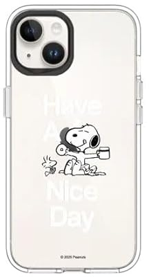 RhinoShield Crystal Clear Case kompatibel mit [iPhone 13/14] | Fortschrittliche Vergilbungsresistenz, Hohe Transparenz - Schwarz Kamera-Ring [Snoopy/Have A Nice Day]
