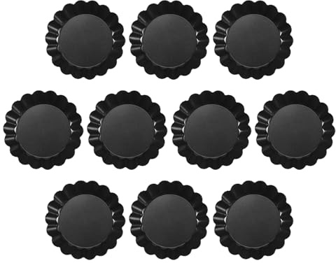 Bortivier Egg Tart Molds, 3Inch Mini Tart Pans Removable Bottom, Cupcake Cake Muffin Mold Tin Pan Baking Tool (10 Pcs)