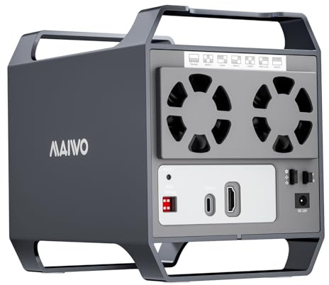 MAIWO 4 Bay HDD RAID Enclosure for 3.5 SATA Drive with Cooling Fan, USB A-C 3.0 & C-C Cable Included, Supports Raid Normal,0,3,5,1/10,Clone/Large(jbod) & 96TB Capacity, DAS Enclosure
