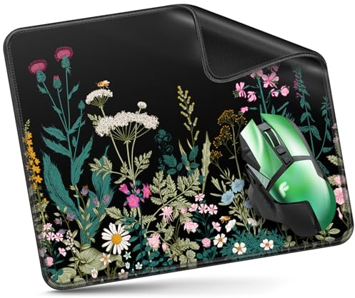 Mousepad 300x250mm, Gaming Mauspad mit Blumen Kräutermuster Design | Rutschfester Gummiboden, Wasserdicht & Langlebig – Schnelles Gleiten für PC/Laptop, Gamer und Büro Mouse Pad