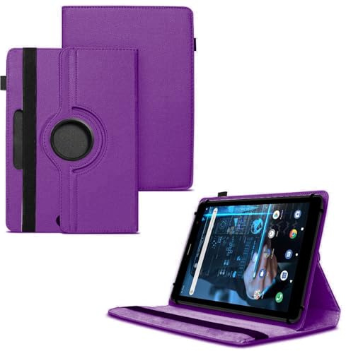 World biz Universal 8 inch Tablet Case, PU Leather Stand Case Folio Cover 360° Rotating Case Fits for All 8.0 Inch Samsung, Lenovo, Acer, Huawei, Sony, iPad, Toshiba Android Tablets (Purple)