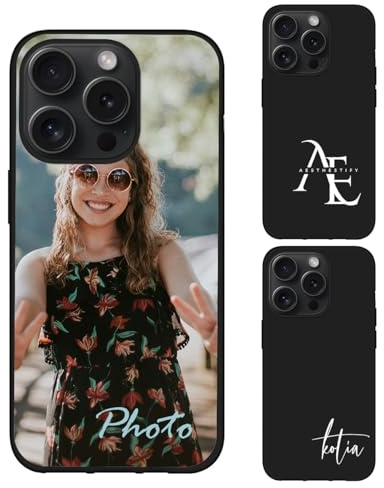 Individuelle personalisierte Hülle kompatibel mit Apple iPhone 15 Pro 2023 - Anpassbare Foto Bild Logo Text Handyhülle, Schlankes Silikon Schutzhülle, einzigartiges Geschenk