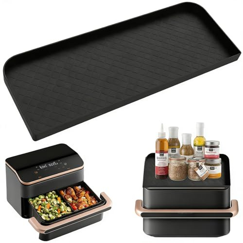 Silicone Tapis Air Fryer pour Cosori Dual Zone Air fryer 8,5L / Dual Blaze TwinFry 10L, Accessoires Air Fryer pour Cosori, Réutilisable Air Fryer Silicone Tapis, Pliable, Noir
