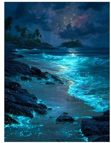 Aapxi Diamond Painting Erwachsene Küstenlandschaft, 5D Diamond Painting Bilder Meer, Mosaikherstellung Bastelset Als Geschenk, Zur Entspannung und Als Wanddeko 30×40cm