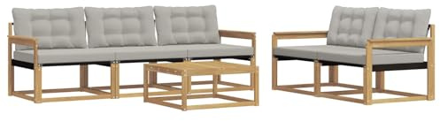 vidaXL Outdoor-Sofagarnitur 6 pcs Weiß und Hellgrau 79 x 79 x 37 cm, Garten-Sofa, modernes Ecksofa, Robustes Loungemöbel, stilvolle Terrasse, Bequeme Sitzgruppe