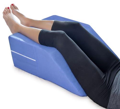 DMI Keilkissen, Beinkissen, Nackenrolle, FSA-berechtigtes Neigungskissen für Beinerhöhung, Schnarchen, Durchblutung, Schwangerschaft, Ischias, Beinstütze oder Fußerhöhung, Blau, 28,9 x 19,5 x 10 cm