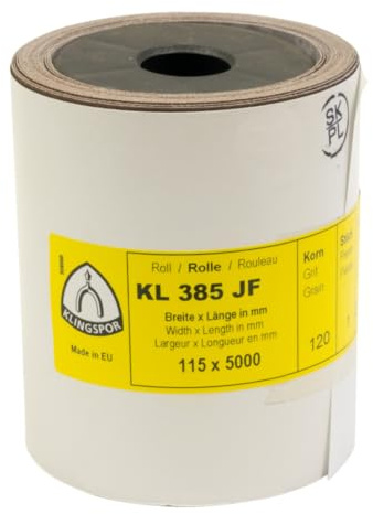 Klingspor 278791 - KL 385 JF Schleifrollen mit Gewebeunterlage, braun, 115X5000, Verpackungseinheit 1 - Korn 120