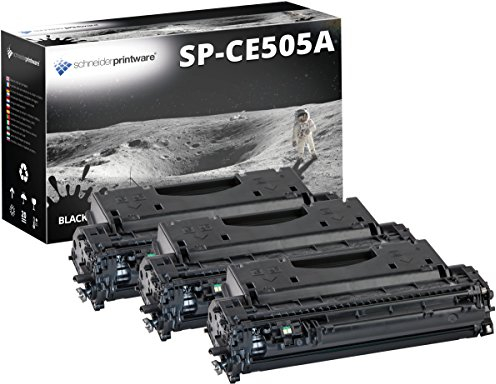 3 Schneider Printware Toner | 40 Prozent mehr Druckleistung | kompatibel, als Ersatz für CE505A / 05A für HP Laserjet P2035 HP Laserjet P2055 P2055d P2055dn
