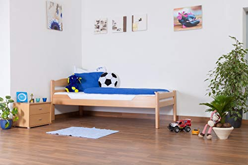 Kinderbett/Jugendbett Easy Premium Line K1/2n, Buche Vollholz massiv Natur - Maße: 90 x 200 cm