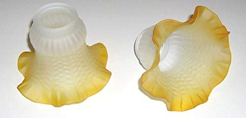 Paar Glas weiß Farbverlauf Bernstein Glocke dreiflammig Ersatz-Lampen Kronleuchter