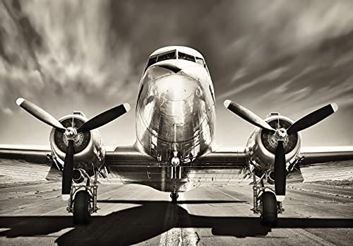 Forwall Fototapete Flugzeug Retro 3D Effekt Wohnzimmer Schlafzimmer Vlies Tapete Wandtapete UV-Beständig Montagefertig (11728, VEXL (208x146 cm) 2 Bahnen)