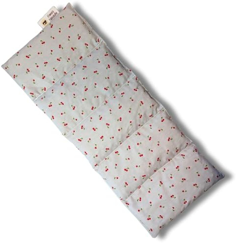 Franzis Nähstube 50x20cm Kirschkernkissen Kirsche weiss in 100% Baumwolle I Körnerkissen Kirschkern 50x20 für Mikrowelle I Wärmekissen, Kirschkernkissen, Nackenwärmekissen