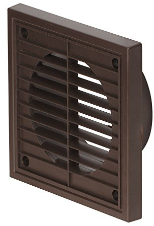 Airflow External Wall Vent Cover – Brown Round Plastic Grille for 125mm / 5 Ducting – Weatherproof Air Outlet – 187mm x 187mm