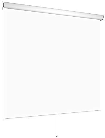 Verdunklungsrollo Springrollo Mittelzugrollo viele Farben und Größen Montage Metall Träger Fenster Rollo Vorhang lichtundurchlässig Raum verdunkelnd Hitzeschutz Sichtschutz (170 x 180 cm, Weiß)