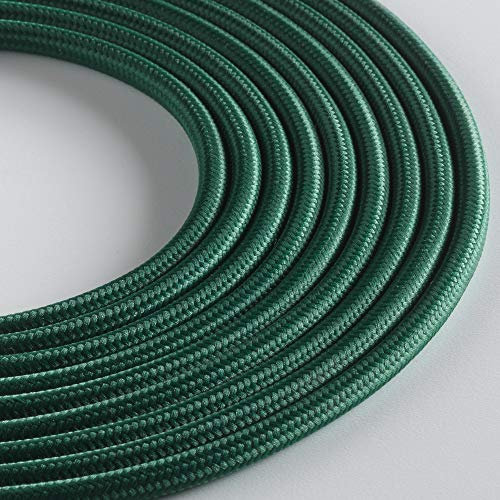 Klartext - Cable textil redondo para iluminación (3 x 0,75 mm, 3 m), color verde oscuro Máxima seguridad a prueba de golpes.