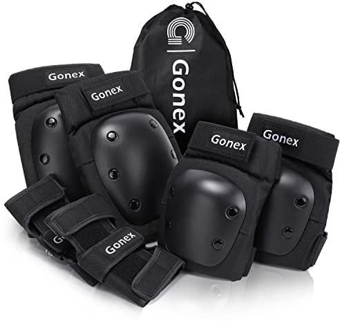 Gonex 6 in 1 Protective Knee Pads Set,Skate Protective Gears with Elbow Knee Wrist Guards Pads,Skate Pads for Kids Youth Adult for Skateboarding Cycling Biking Scooter Roller