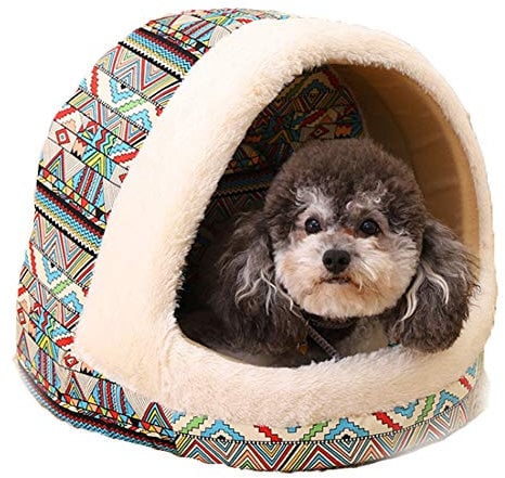 Katzenbett Cave Cat Cave House Kitty Bett-Haustier-Zelt Für Katzen Kleine Hunde, Selbst Warming Pet Sleeping-Bett-Nest Triangle Cat Iglu-Bett Non-Slip Warm Waschbar Mit Herausnehmbaren Kissen,Grün