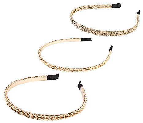3pcs Bandeau en Métal Or Chaînes Bandes de Cheveux Cerceau Serre-têtes Femme Bandeau Headbands Vintage Accessoire de Coiffure Décoration pour Filles Femmes Fête Mariage 3 Styles