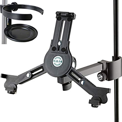 K&M 19791 Tablet Stativhalter Halterung Schwarz + keepdrum DH Getränkehalter