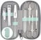 Solingen Manicure Set for Women & Men - 7-Piece Nail Kit Made in Germany with Patented Glass Nailfile - Handy and Soft Real Leather Case, Mint