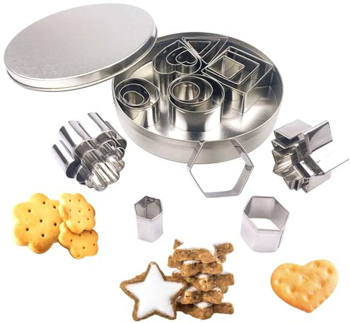 Plätzchenform Keksausstecher Herz Ausstechformen Stern Plätzchenausstecher Mini Geometrische Cookie Cutter Set Keksausstechformen Set Plätzchen Ausstecher Edelstahl Für Bäckerei (24 Stück)
