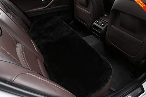 Sisha-A Schaffell Sitzkissenbezug 49 cm x 135 cm Vollfell Kurzwoll-Sitzauflage Naturfell Autositzbezüge Universelle Passform für die meisten Autos, LKWs, SUVs oder Transporter (Schwarz)