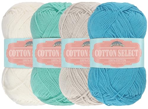 JubileeYarn Cotton Select Yarn - Sport Weight - 50g/Skein - Inspiration Assortment 88-4 Skeins