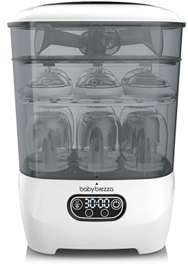 Baby Brezza Bottle Sterilizer and Dryer Advanced – HEPA Filter And Steam Sterilization – Dries 33 Percent Faster Then Original - Universal Fit up to 8 Baby Bottles And 2 Sets of Pump Parts (Any Brand)
