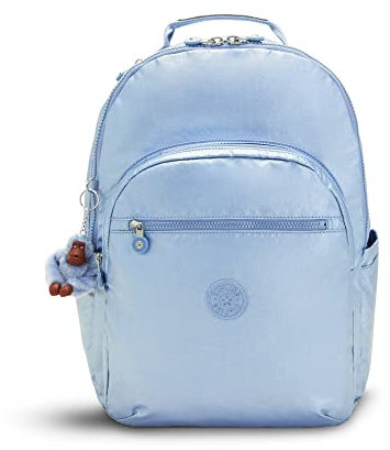 Kipling Seoul Laptop-Rucksack, extragroß, metallisch, 43,2 cm (17 Zoll), Pebble Blue Met, 13.5L x 18.25H x 7.75D, Classic