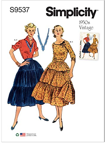 Simplicity SS9537R5 Misses' Blouses and Skirt R5 14-16-18-20-22