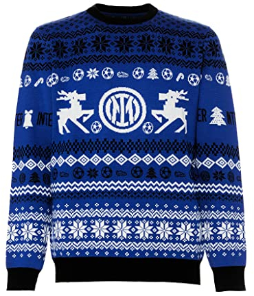 Inter Maglione Natalizio, Maglione Unisex - Adulto, Nerazzurro, XS