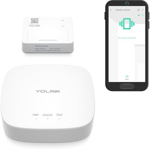 YoLink Lora Kit de démarrage Intelligent avec capteur de Vibrations et hub : hub et Choc Intelligent, bris de Verre, Tamper, détecteur de Mouvement, générateur en Cours d'exécution, alertes