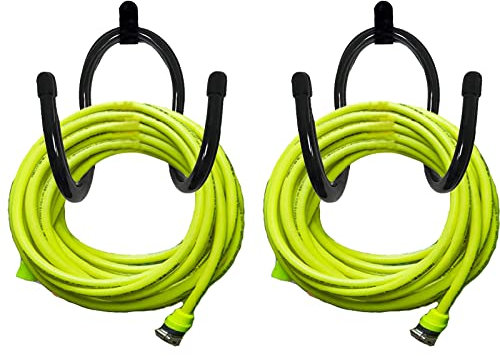2 Pack Metal Hose Hanger, Wall Mount Holder for Garden/Expandable/Reel Hoses - Chain-Link Fence or Wall Mount
