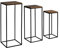 FineBuy Beistelltisch 3er Set Sheesham Massivholz/Metall Satztisch Quadratisch, Säulentisch Pflanzentisch 3-teilig, Blumenständer Blumentisch Wohnzimmer, Pflanzenhocker Blumenhocker