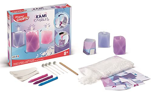 Maped Creativ – Kami Candles Set zum Erstellen von 3 Origami-Kerzen in Pastellfarben – hergestellt in Frankreich – Basteln und kreative Freizeit für Kinder ab 8 Jahren