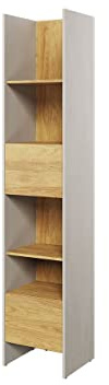 Mirjan24 Standregal Teen Flex 45 1D1S TF02, Regal Bücherregal mit Schublade und 4 Fächer, Universal Regal, Dekoregal, Bücherschrank (Silk Flou/Hikora Natur)